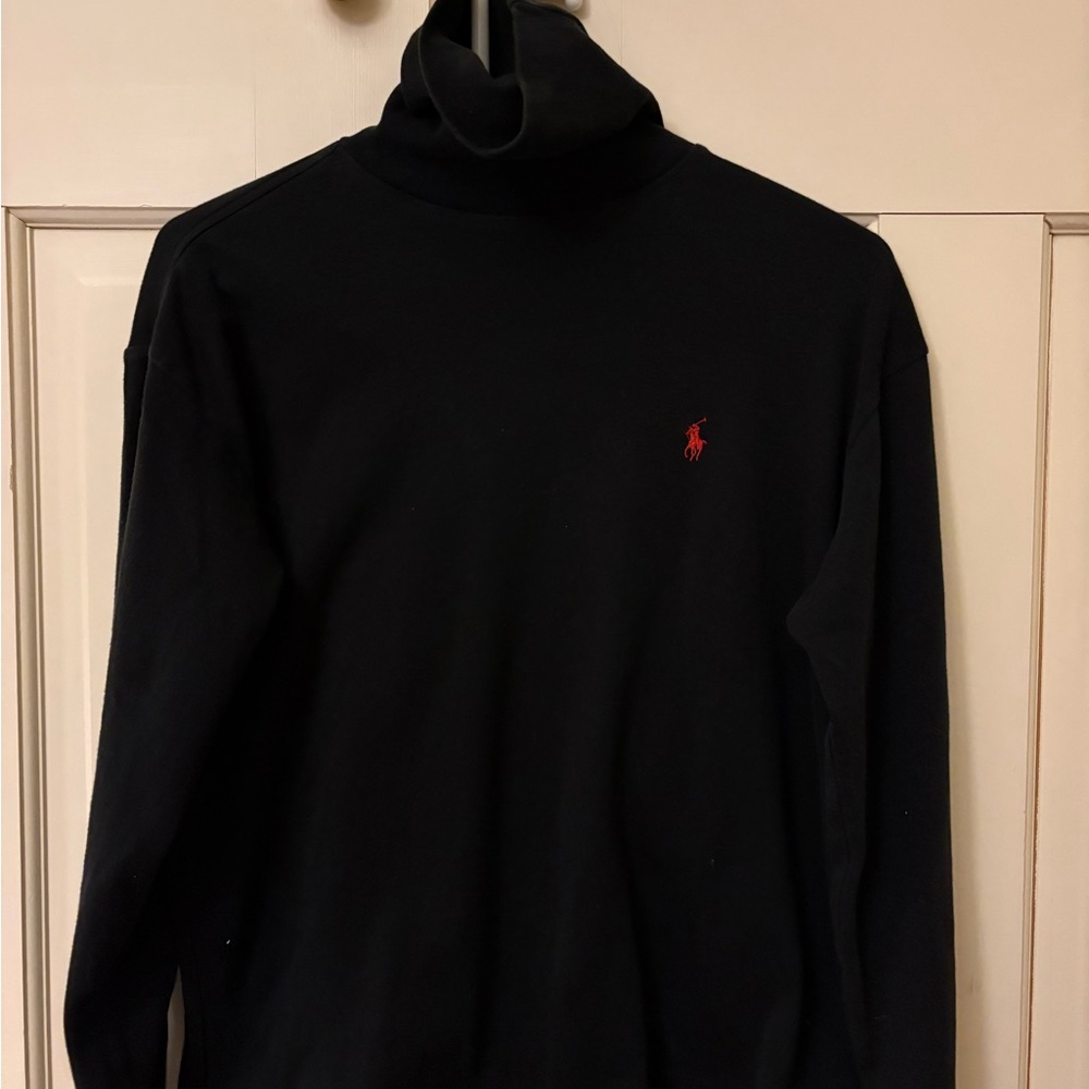 Ralph Lauren Black Turtleneck Shirt with Red Logo